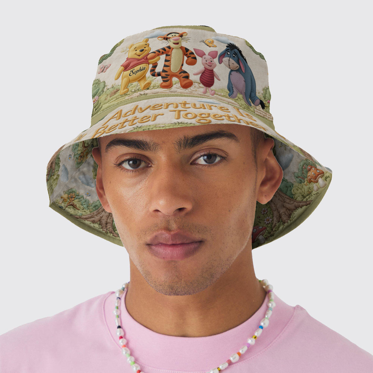 Adventure Is Better Together - Personalized Yellow Bear Bucket Hat