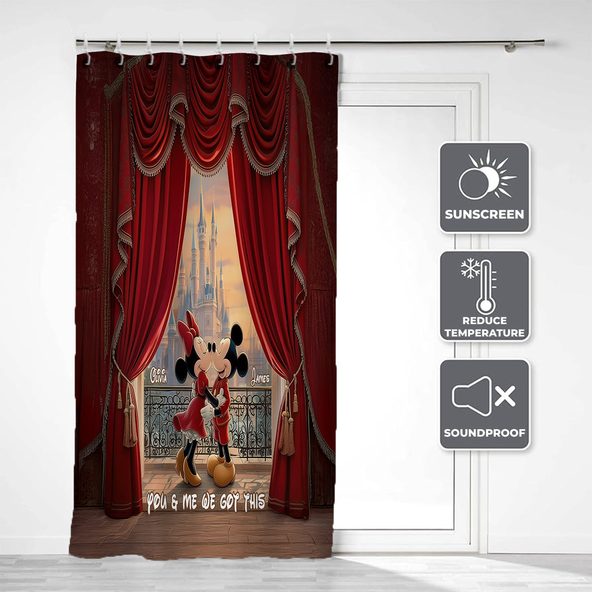 You & Me We Got This - Personalized Mouse Blackout Window Curtain/ Drapes Set
