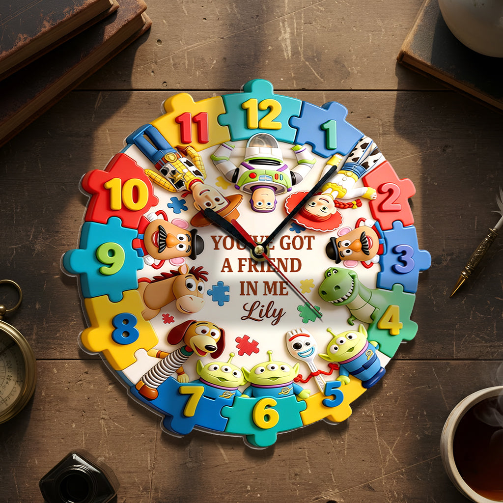 You've Got A Friend In Me - Personalized Autism Awareness Acrylic Wall Clock