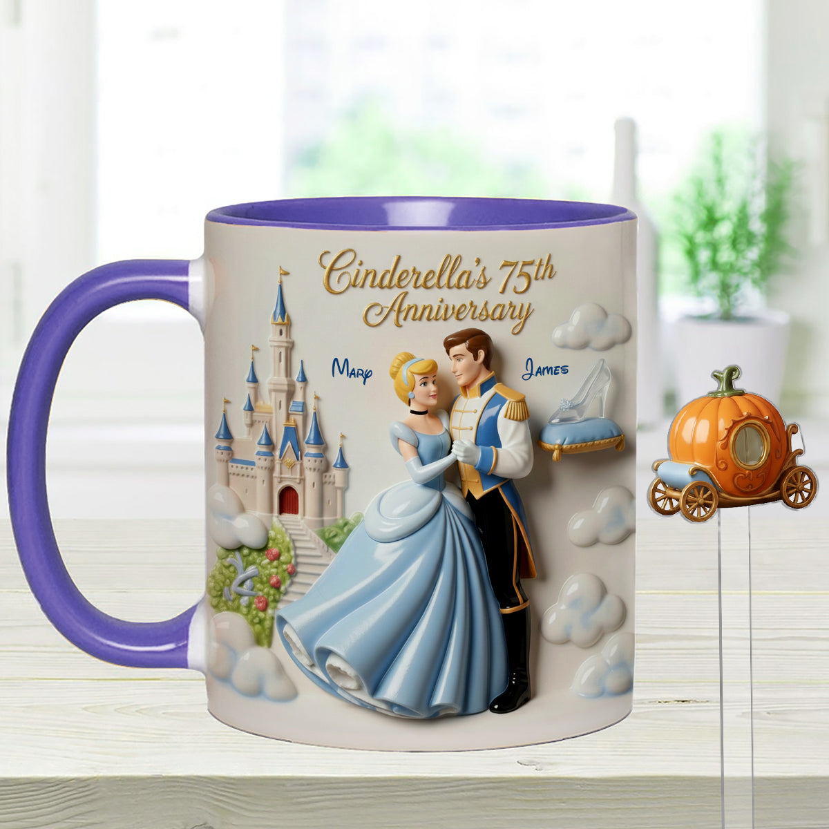 Cinderela Princess - Personalized Couple Set Accent Mug with Acrylic Stirrers