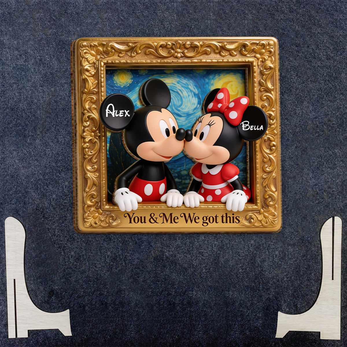 I Love You - Personalized Mouse 2 Layered Wood Sign / Wood Plaque