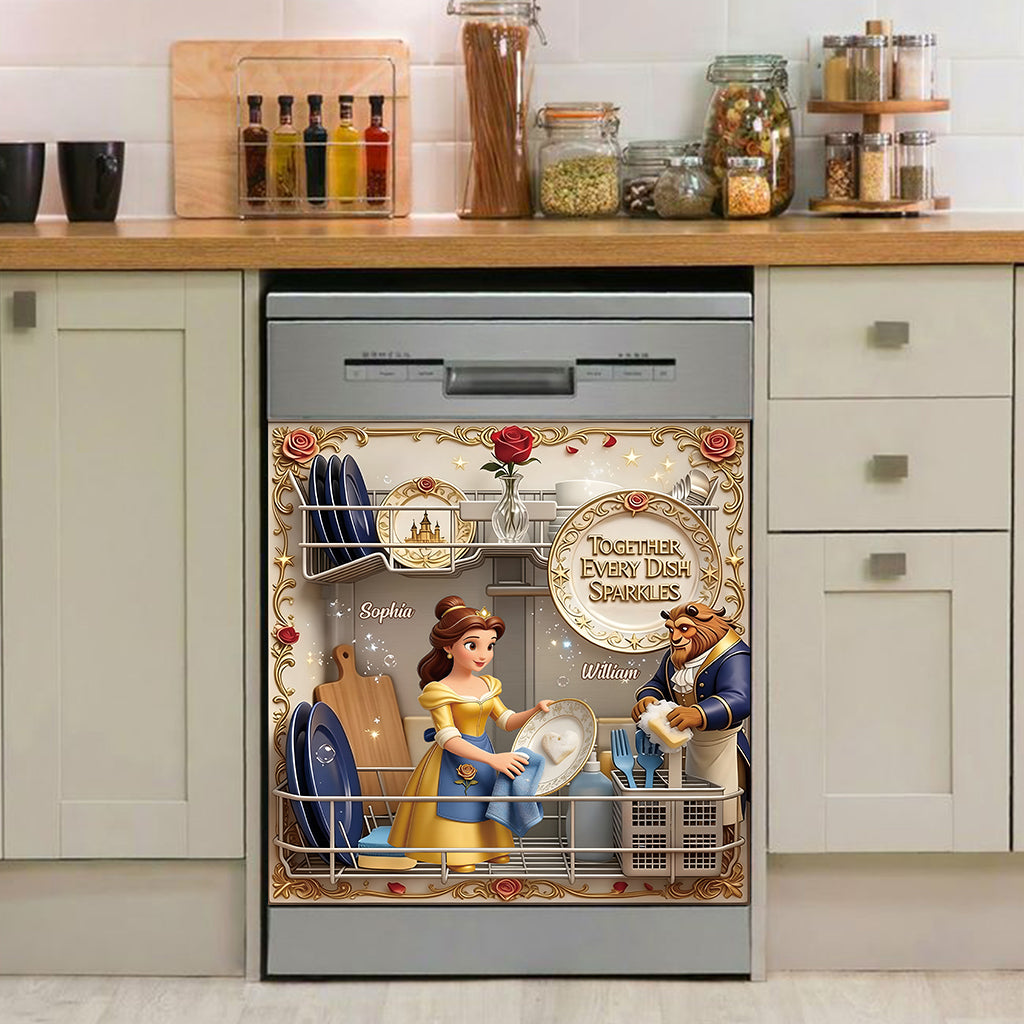 Together, Every Dish Sparkles - Personalized Beauty And The Beast Dishwasher Cover