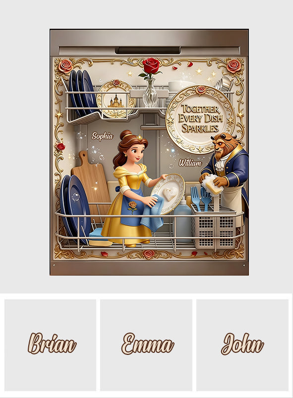 Together, Every Dish Sparkles - Personalized Beauty And The Beast Dishwasher Cover