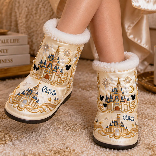 Yellow Honey Bear - Personalized Dream Trip Faux Fur Boot Slippers