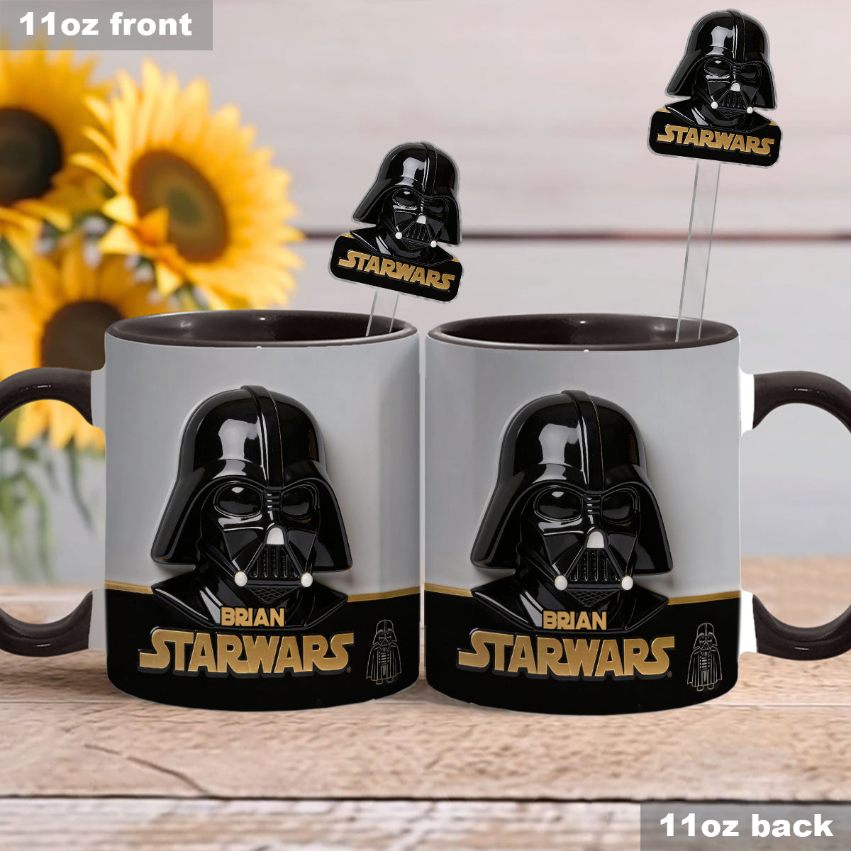 Join The Dark Side - Personalized The Force Set Accent Mug with Acrylic Stirrers