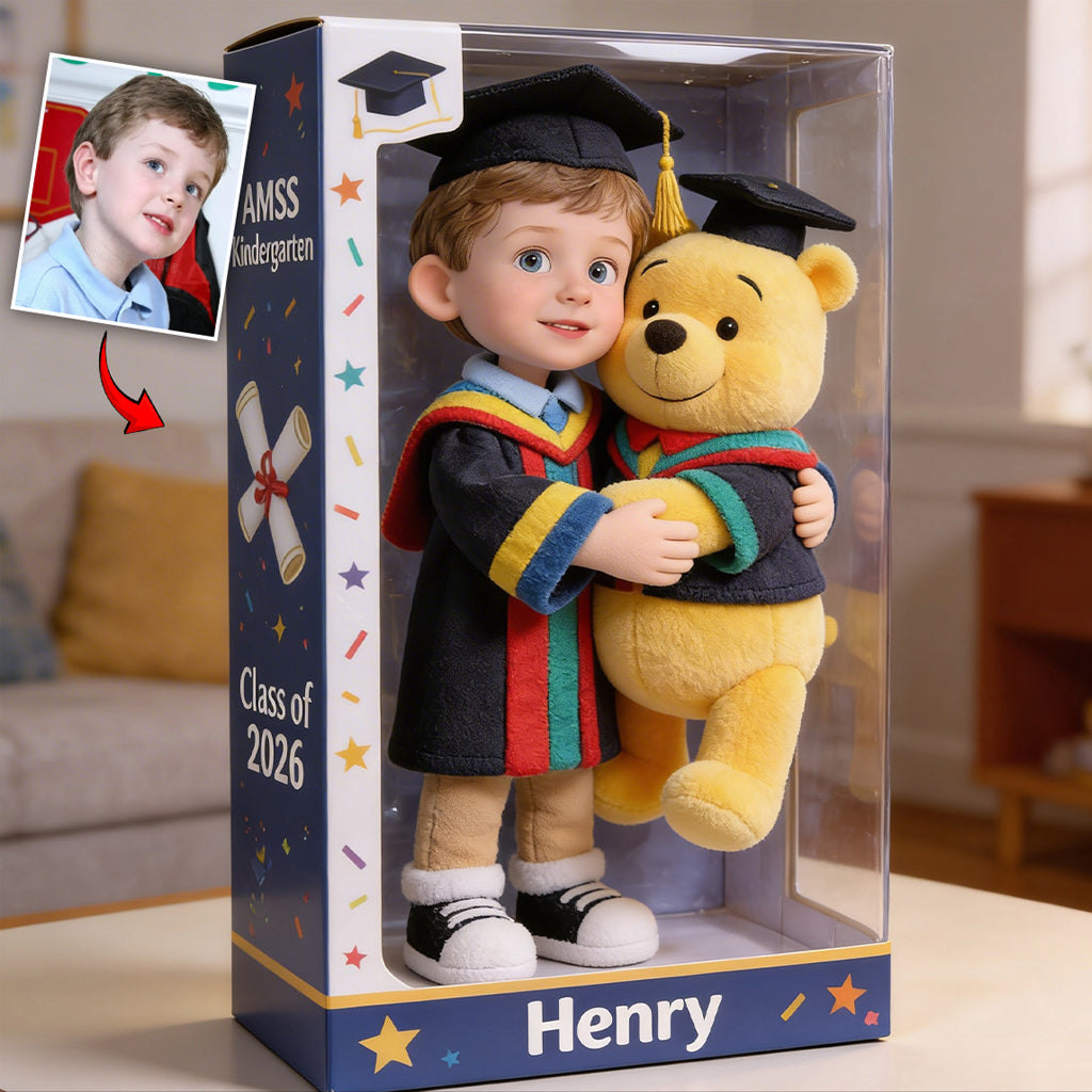 Happy Graduation with Yellow Bear - Personalized Graduation Custom Shaped Acrylic Plaque