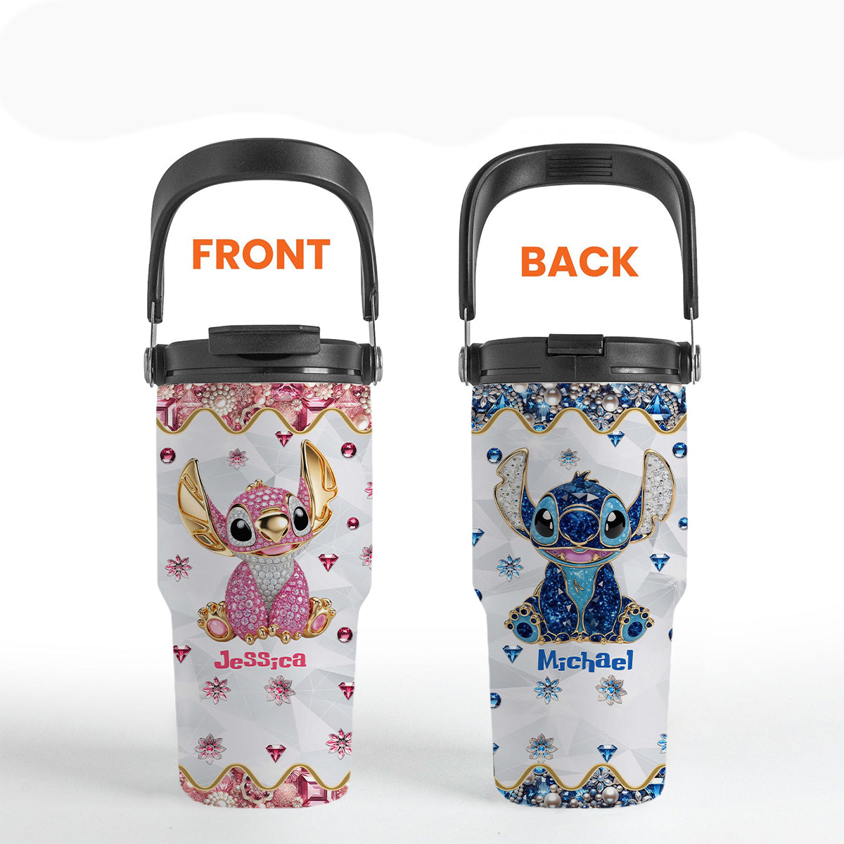 Ohana Means Family - Personalized Ohana Tumbler With Grip Handle