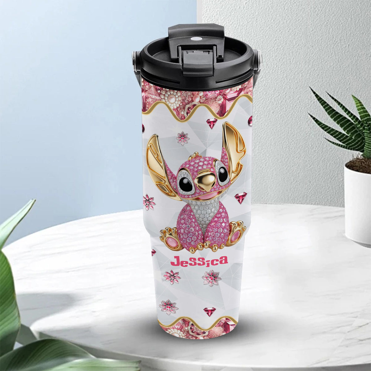 Ohana Means Family - Personalized Ohana Tumbler With Grip Handle