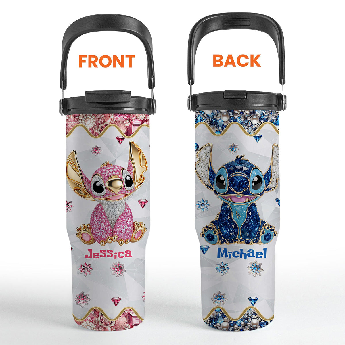 Ohana Means Family - Personalized Ohana Tumbler With Grip Handle