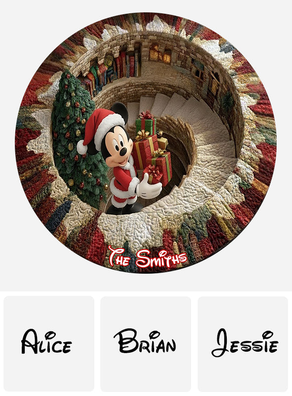 Merry Greenmas - Personalized Mouse Round Rug