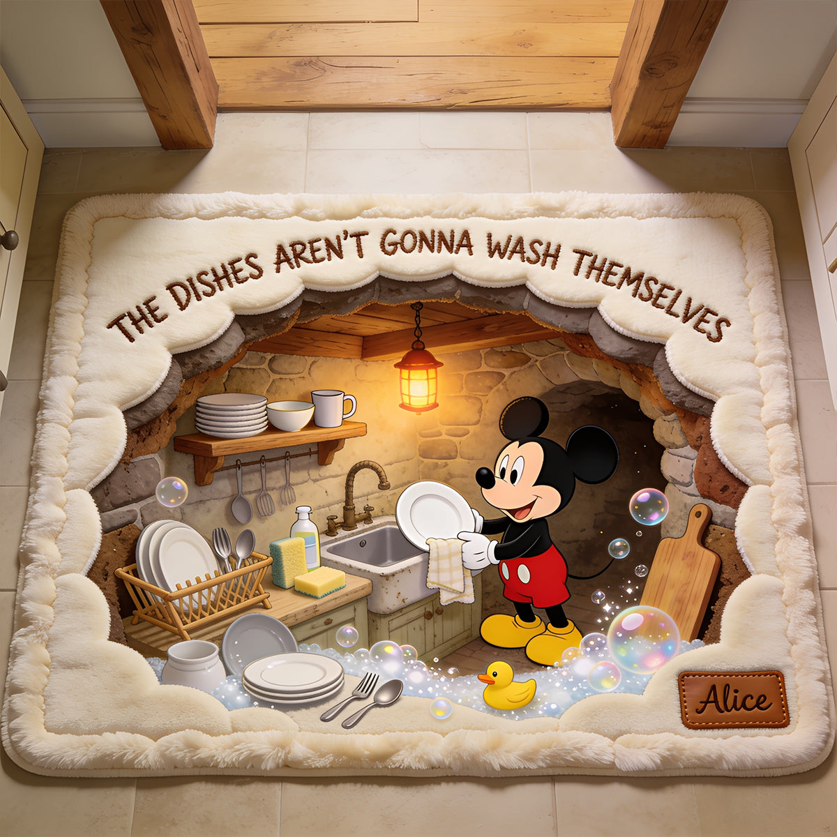 Someone's Always Helping - Personalized Mouse Non-Slip Tufted Rug