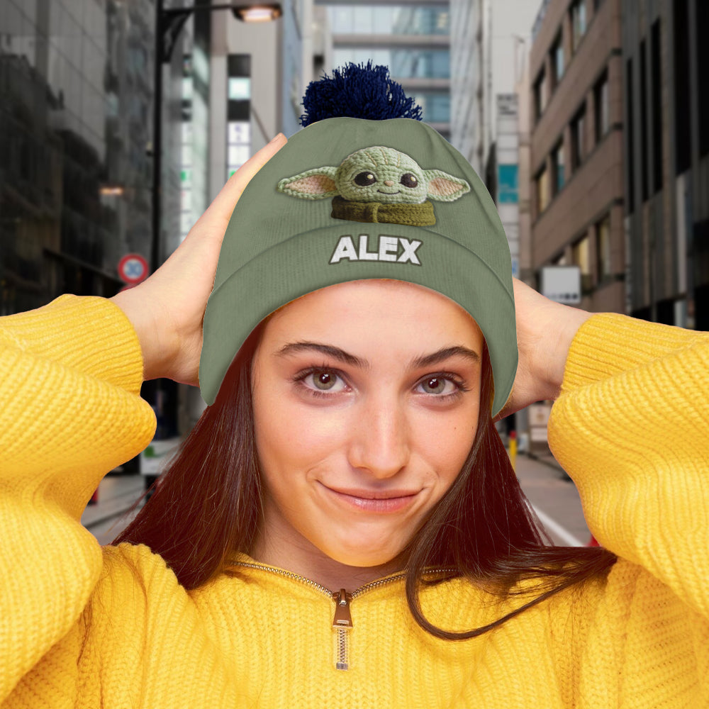 Cute Green Galaxy Character - Personalized The Force Beanie Hat