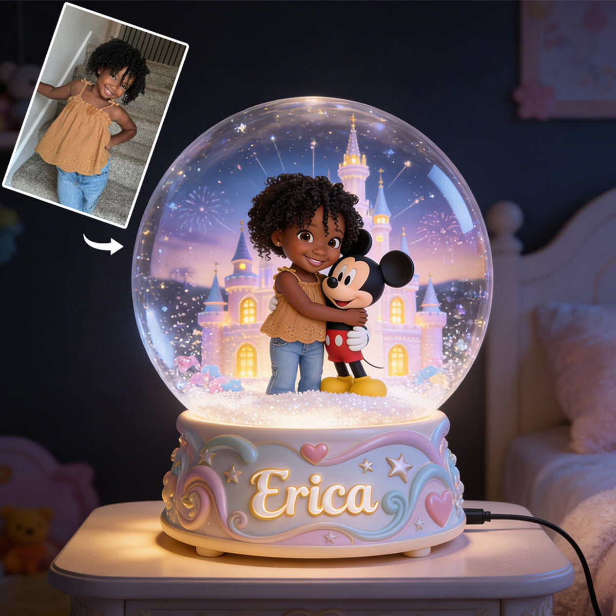 Custom Any Photo Magical Friends - Personalized Mouse Acrylic LED Night Light