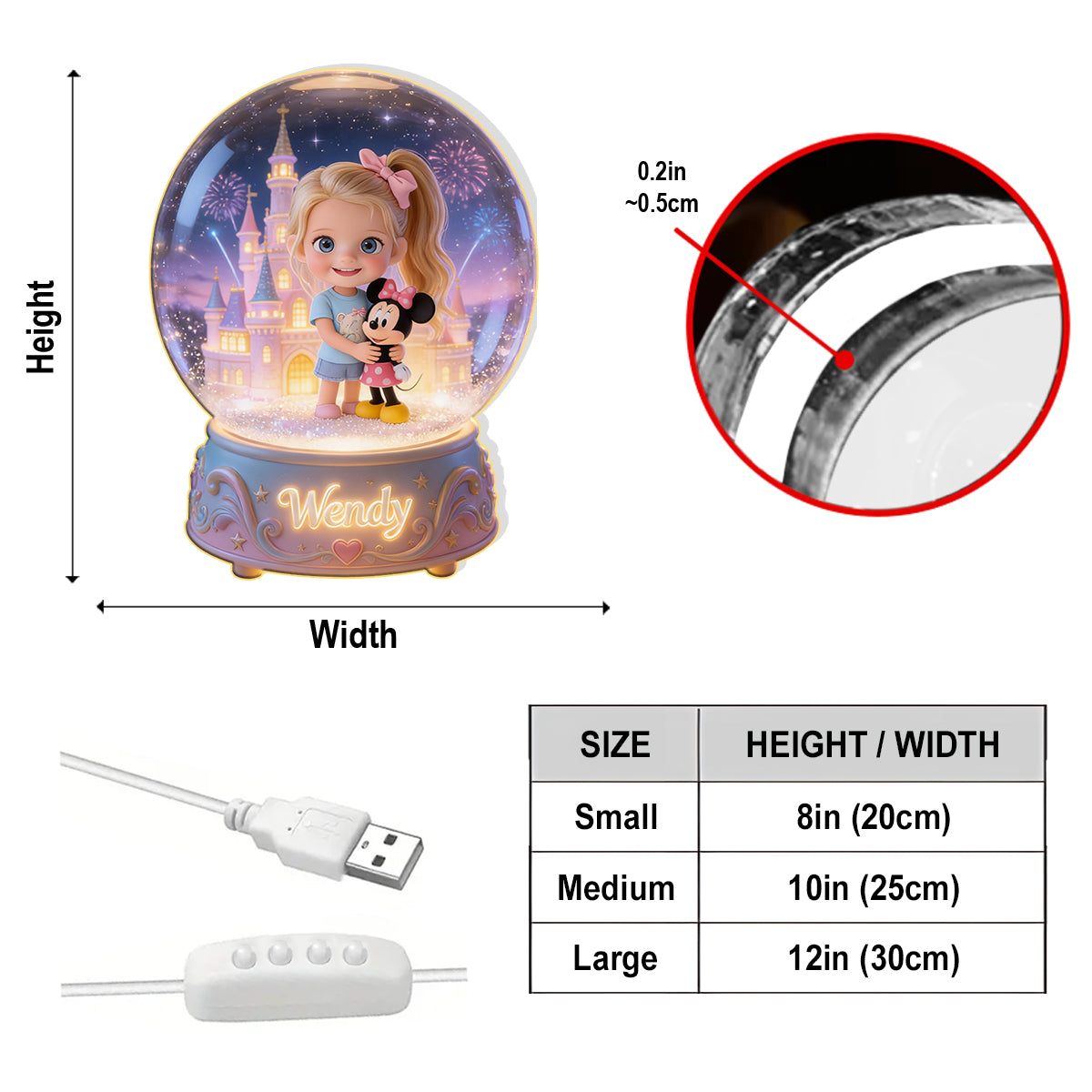 Custom Any Photo Magical Friends - Personalized Mouse Acrylic LED Night Light