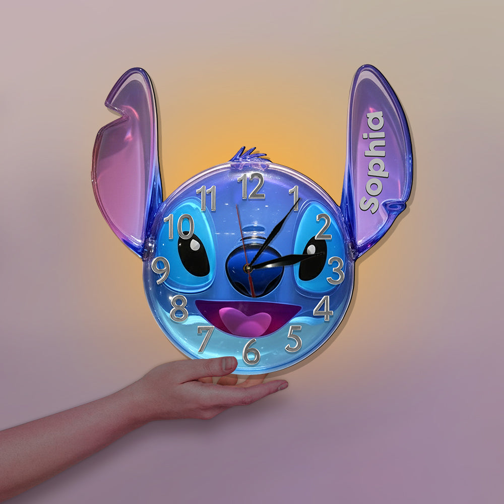 Whimsical Character - Personalized Ohana LED Light Wall Clock