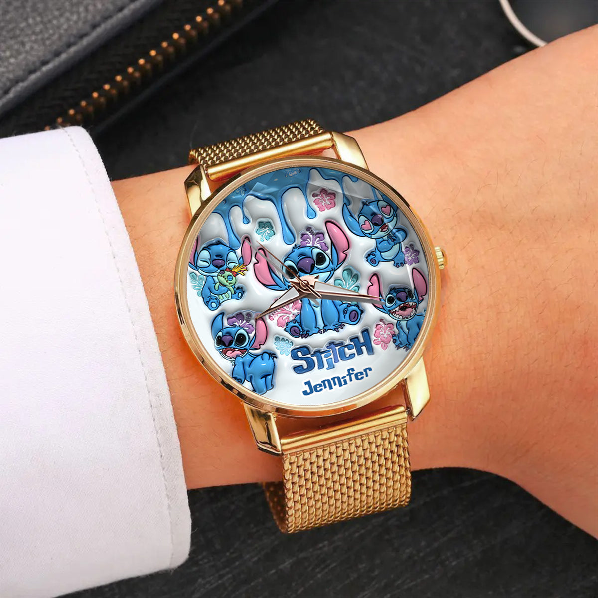 Whimsical Blue Extraterrestrial Wrist Decor - Personalized Ohana Women Hand Watch