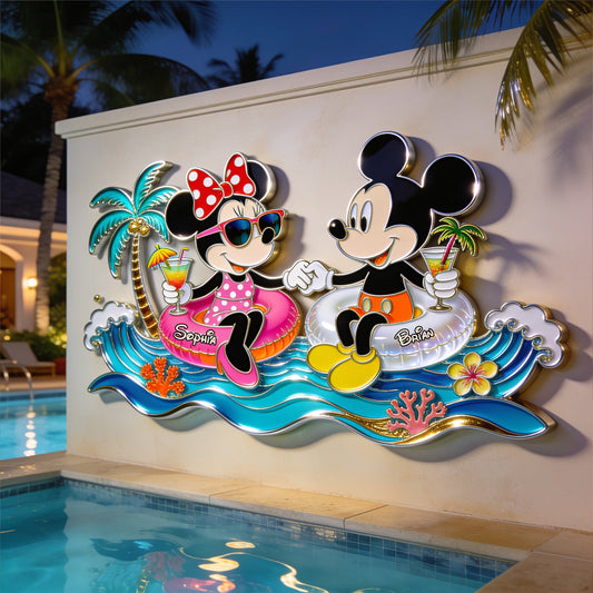 You, Me & The Poolside - Couple Gift - Personalized Mouse 3D Printed Cut Metal Sign