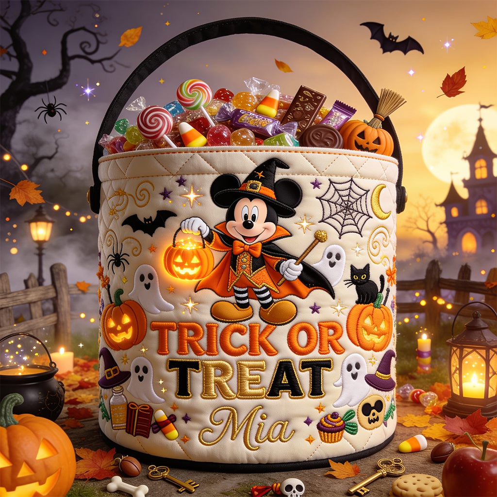 Trick Or Treat - Personalized Mouse Canvas Bucket Bag