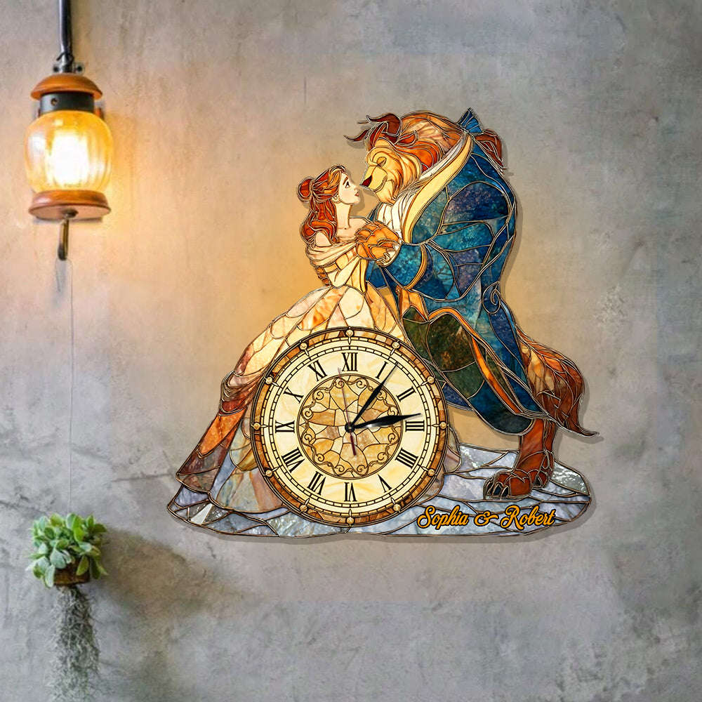 Tale As Old As Time - Personalized Couple LED Light Wall Clock