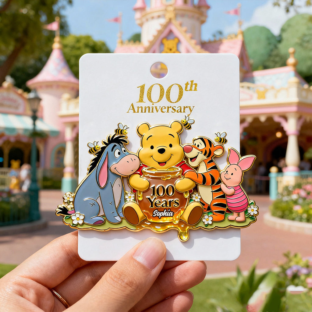 100 Years - Personalized Yellow Bear Pin