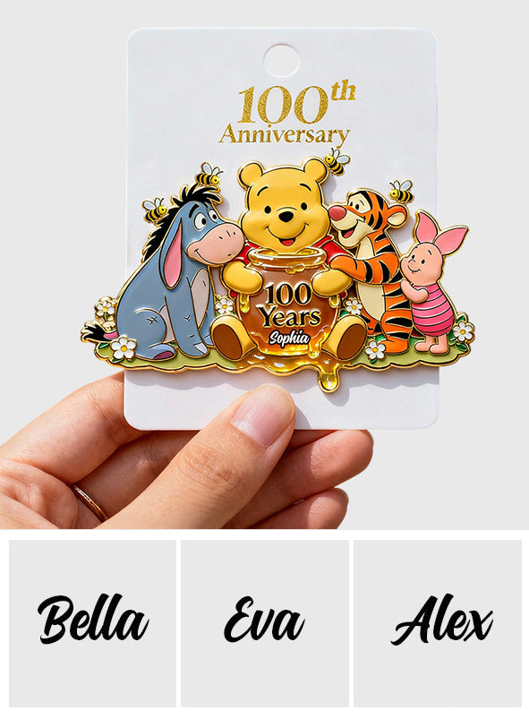 100 Years - Personalized Yellow Bear Pin