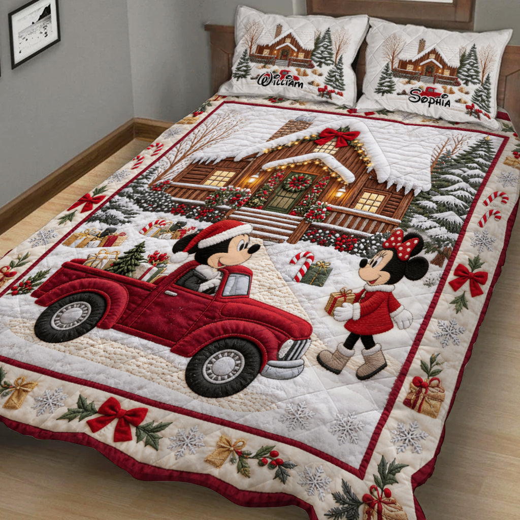 Merry Christmas - Personalized Mouse Quilt Set
