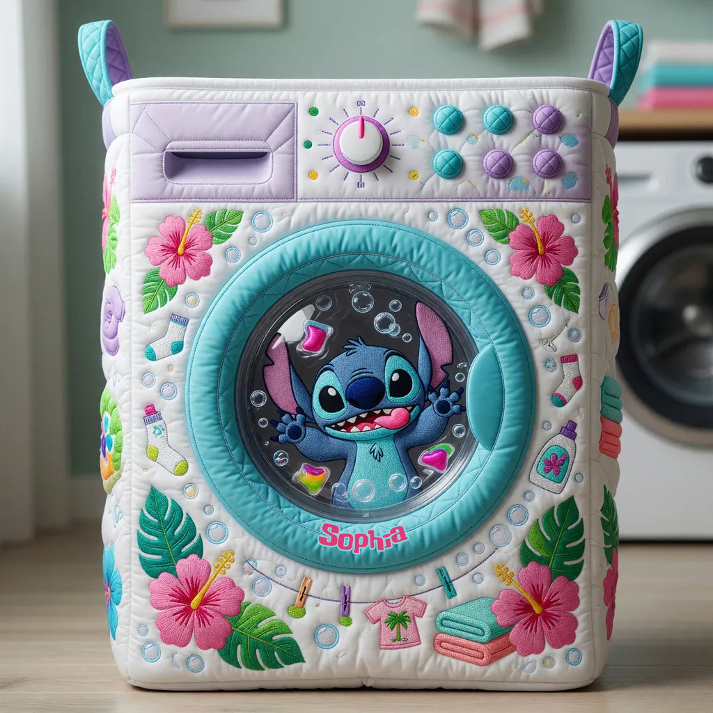 Funny Blue Monster Washing Machine - Personalized Ohana Storage Basket