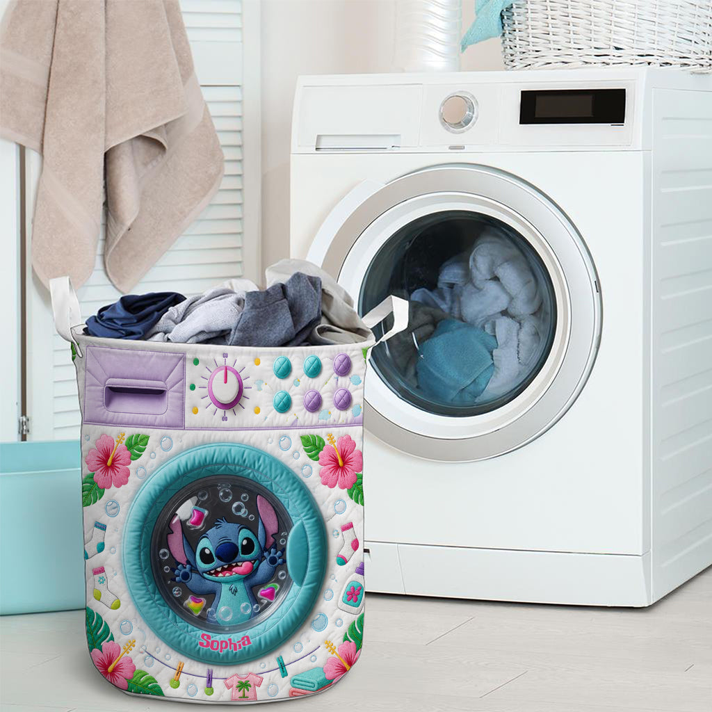 Funny Blue Monster Washing Machine - Personalized Ohana Storage Basket