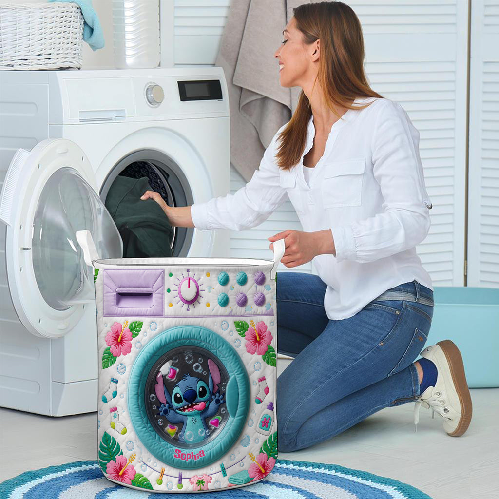 Funny Blue Monster Washing Machine - Personalized Ohana Storage Basket