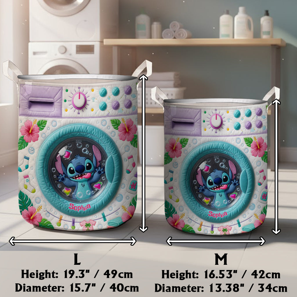 Funny Blue Monster Washing Machine - Personalized Ohana Storage Basket