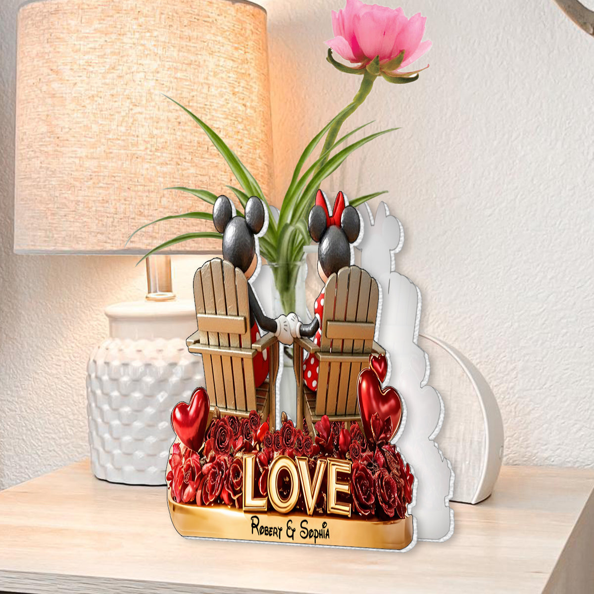 Together Forever - Personalized Mouse Custom Shape Acrylic Flower Vase