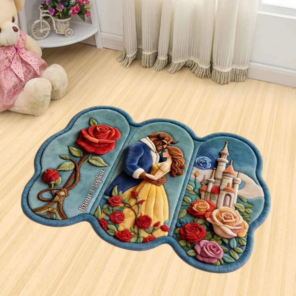 Home Sweet Home - Personalized Beauty And The Beast Shaped Doormat/ Rug