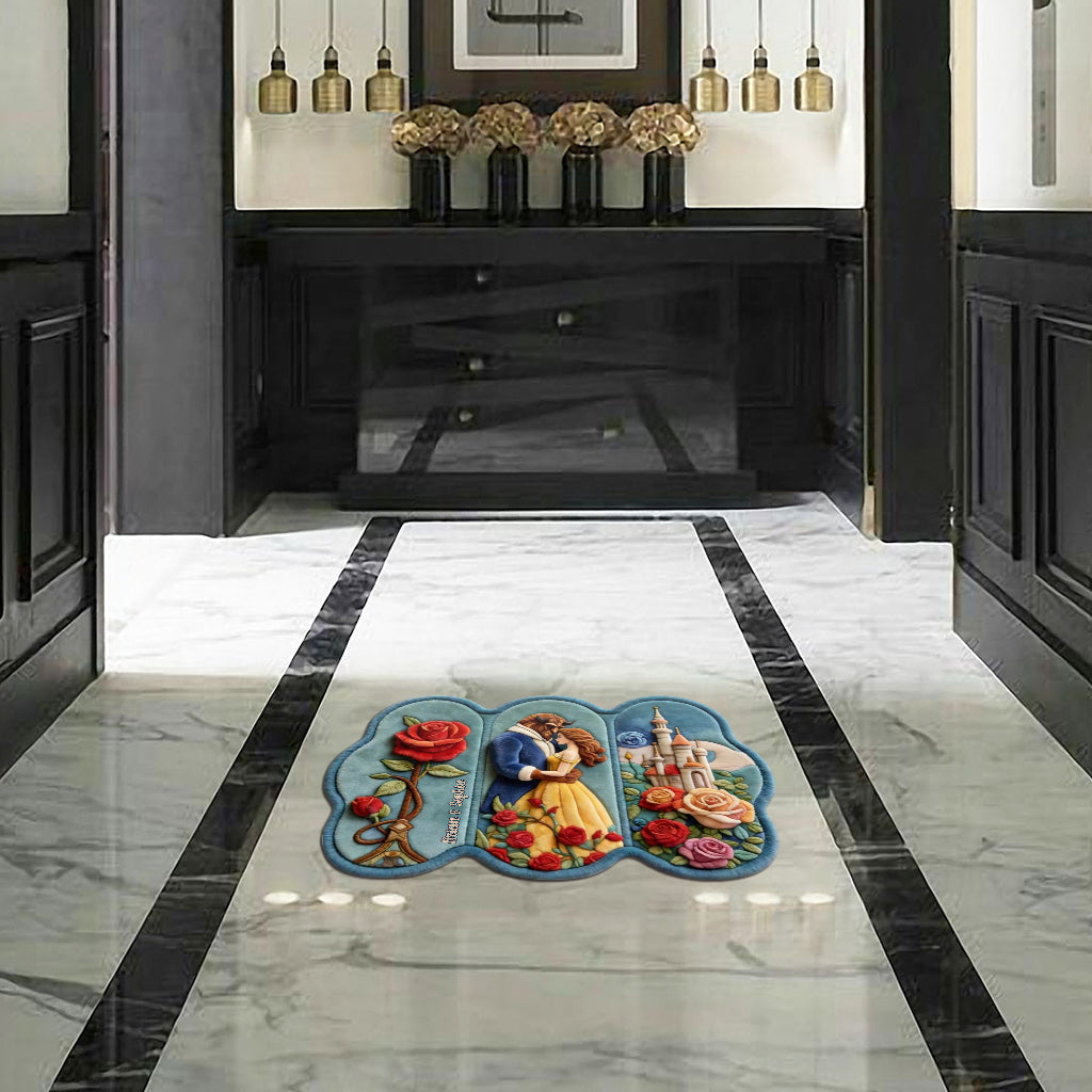 Home Sweet Home - Personalized Beauty And The Beast Shaped Doormat/ Rug