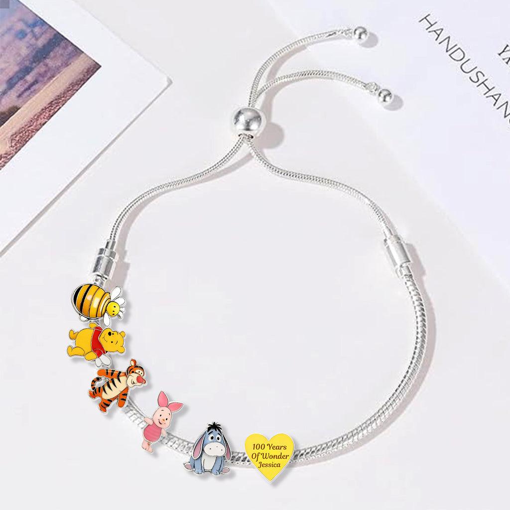 100 Years Of Wonder - Personalized Yellow Bear Adjustable Charm Bracelet