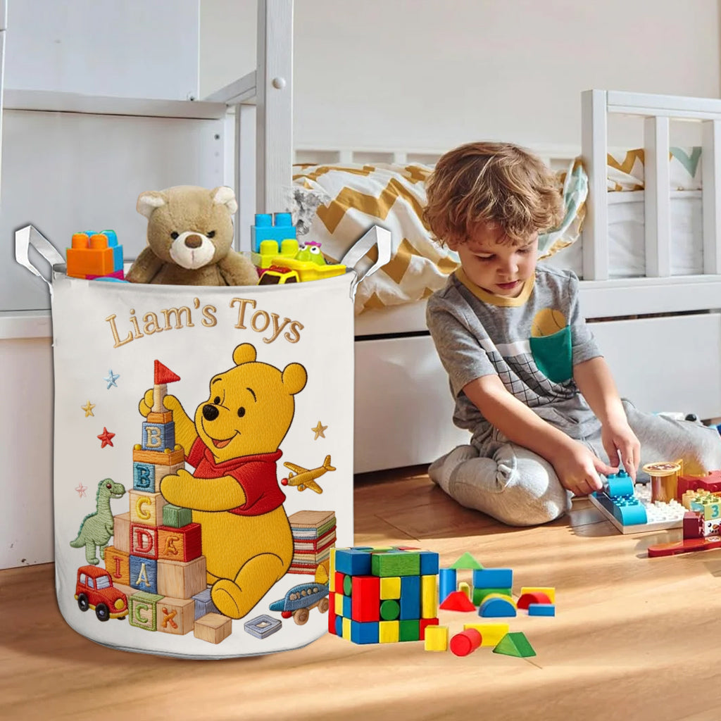 Kid's Stuff - Personalized Yellow Bear Storage Basket
