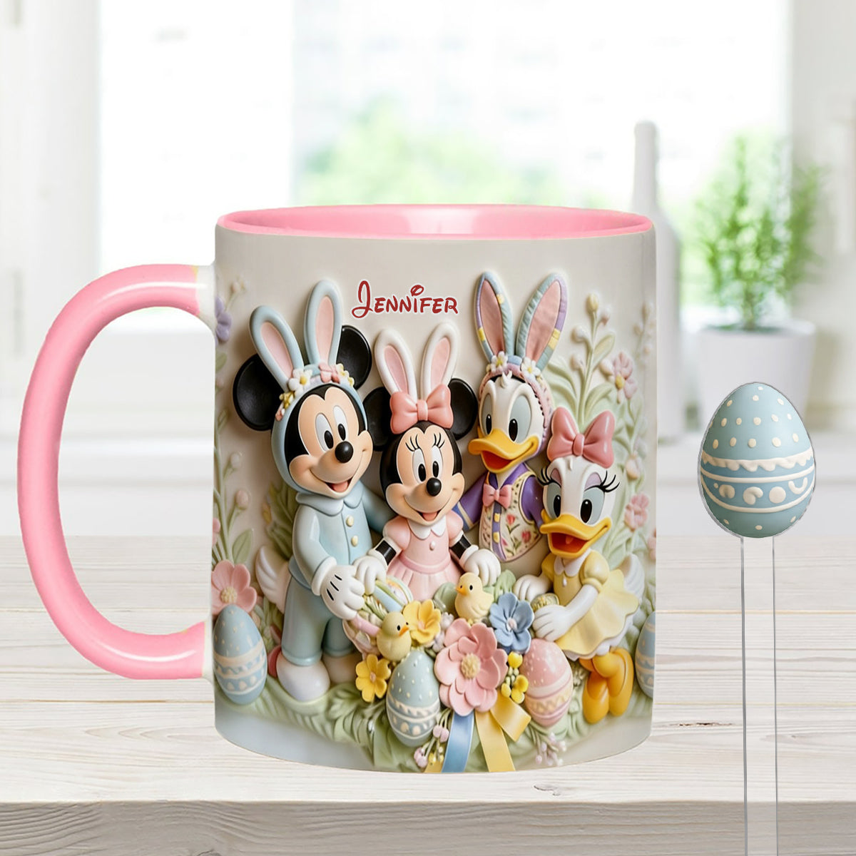 Easter's Day Magical Friends - Personalized Mouse Set Accent Mug with Acrylic Stirrers