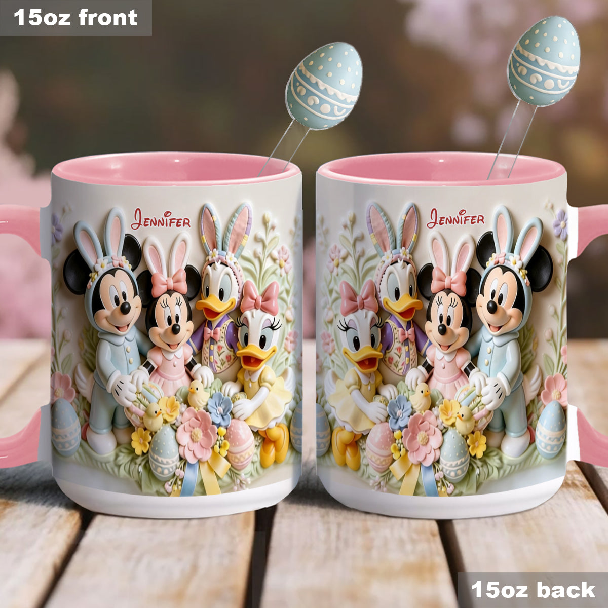 Easter's Day Magical Friends - Personalized Mouse Set Accent Mug with Acrylic Stirrers