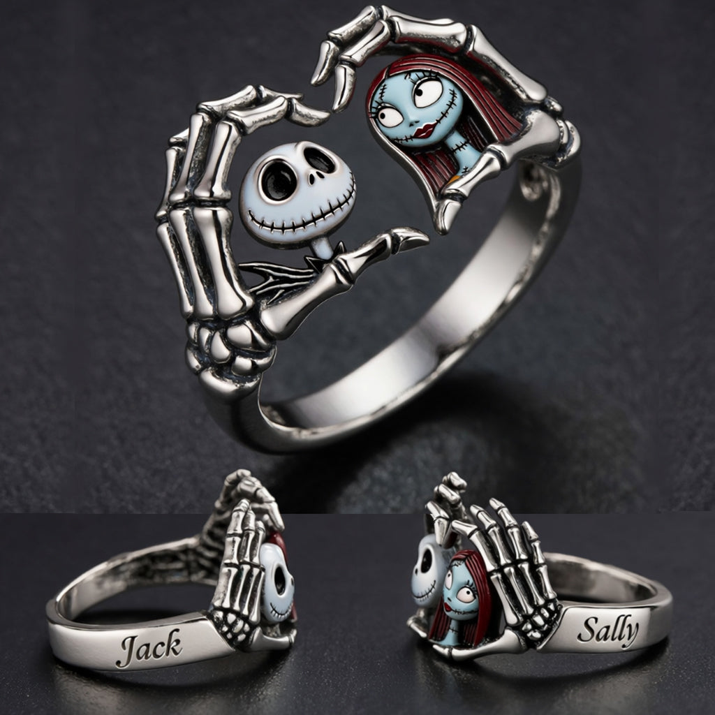 Skeleton Heart Hands - Personalized Nightmare Adjustable Shaped Ring