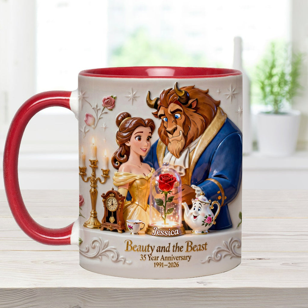 35 Year Anniversary - Personalized Beauty And The Beast Accent Mug & Coaster