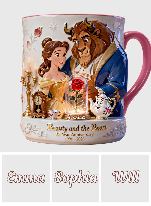 35 Year Anniversary - Personalized Beauty And The Beast Accent Mug & Coaster