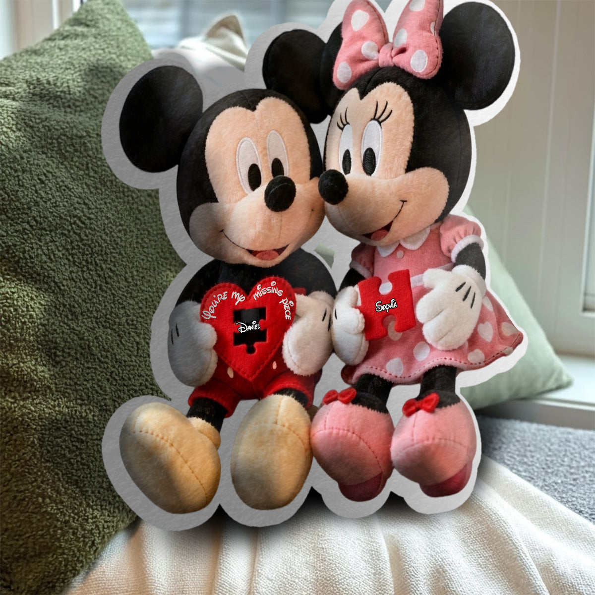 You're My Missing Piece - Personalized Mouse Faux Fur Shaped Pillow