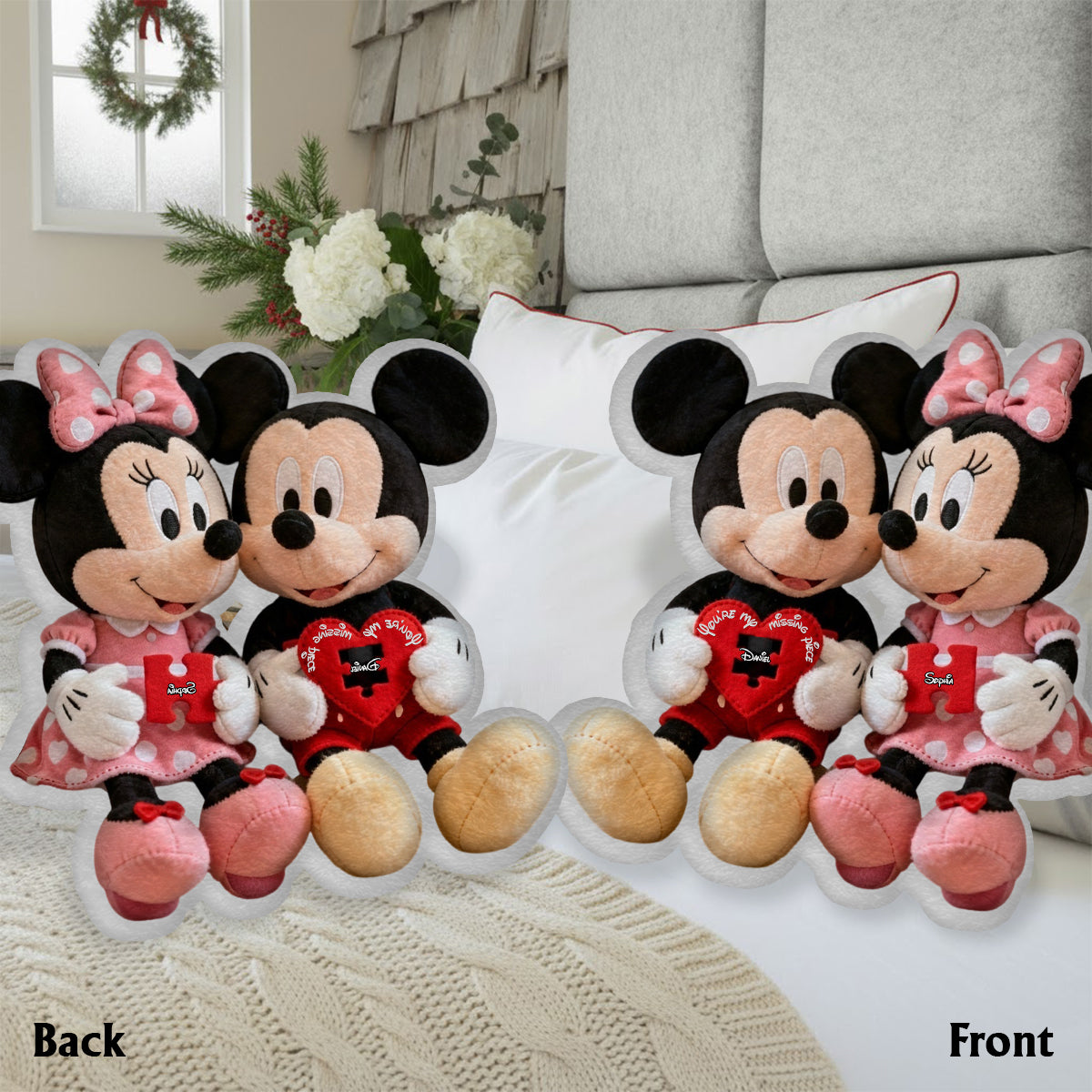 You're My Missing Piece - Personalized Mouse Faux Fur Shaped Pillow