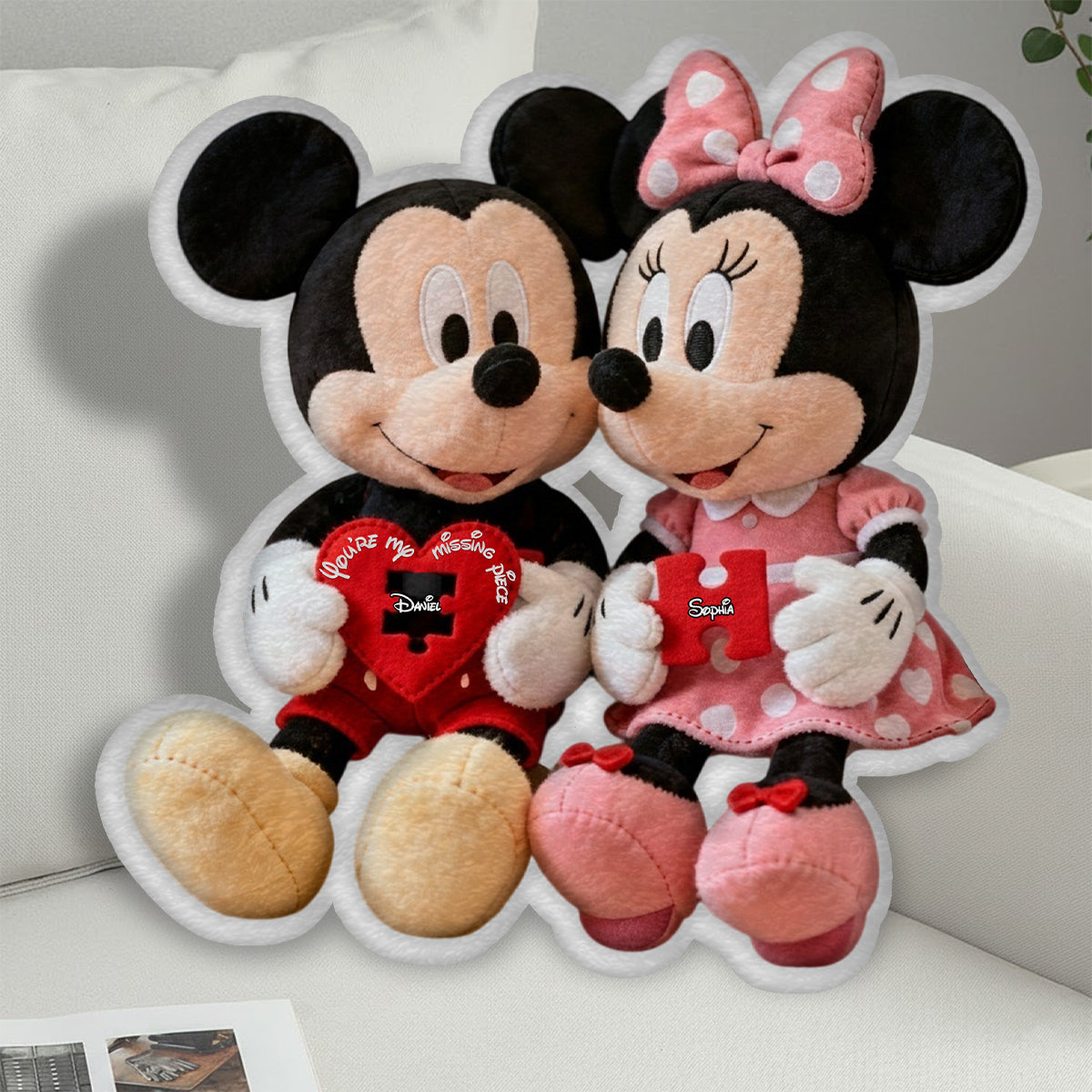 You're My Missing Piece - Personalized Mouse Faux Fur Shaped Pillow