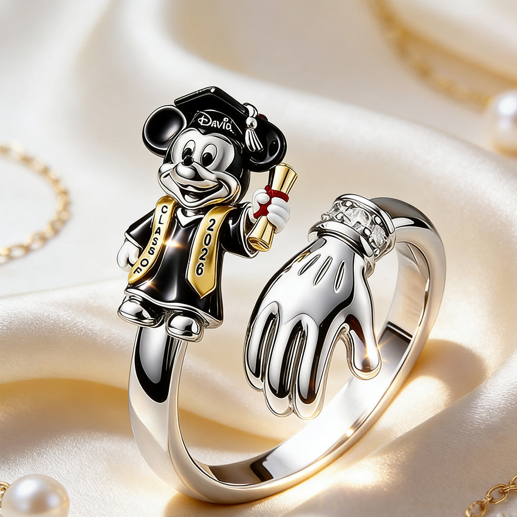 Magical Mouse Graduate - Personalized Mouse Adjustable Shaped Ring