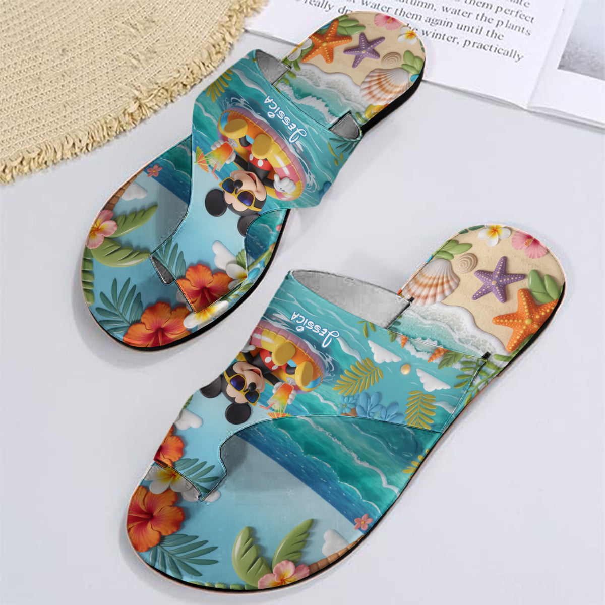 Summer Vibes Mouse Ears - Personalized Mouse Open Toe Sandals
