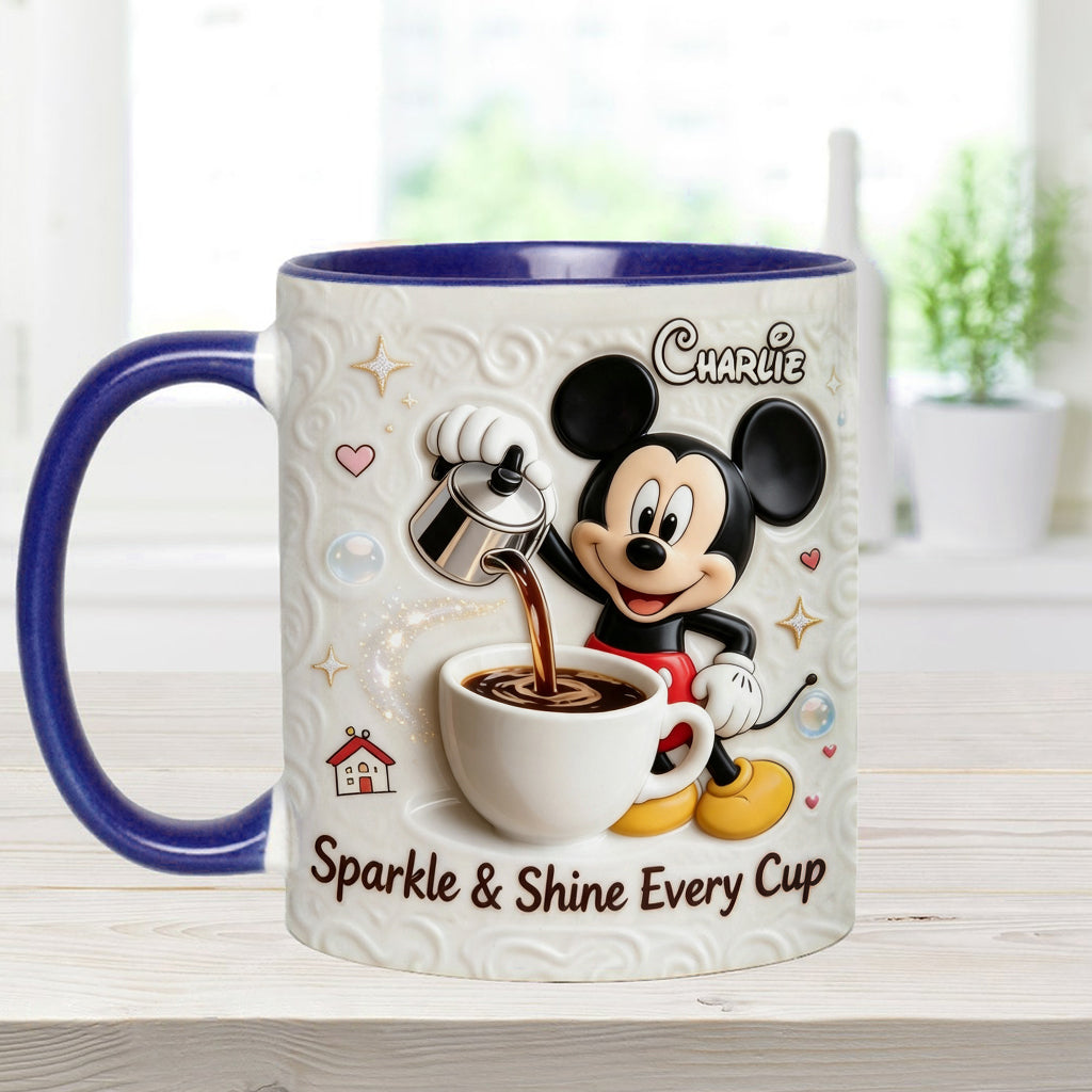 Sparkle & Shine Every Cup - Personalized Mouse Accent Mug & Coaster