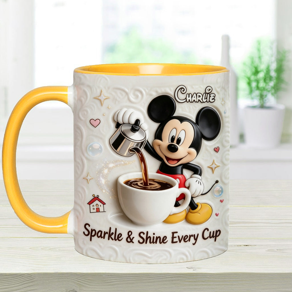 Sparkle & Shine Every Cup - Personalized Mouse Accent Mug & Coaster