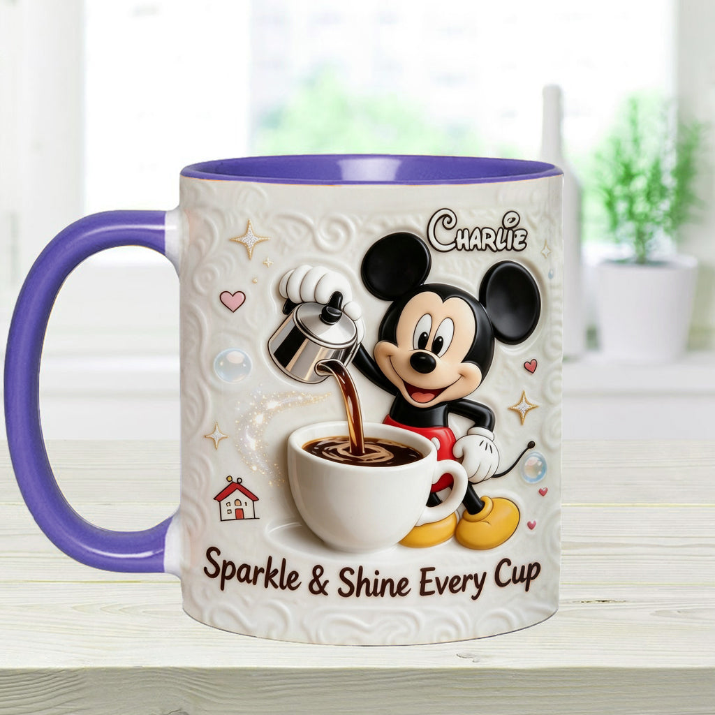 Sparkle & Shine Every Cup - Personalized Mouse Accent Mug & Coaster