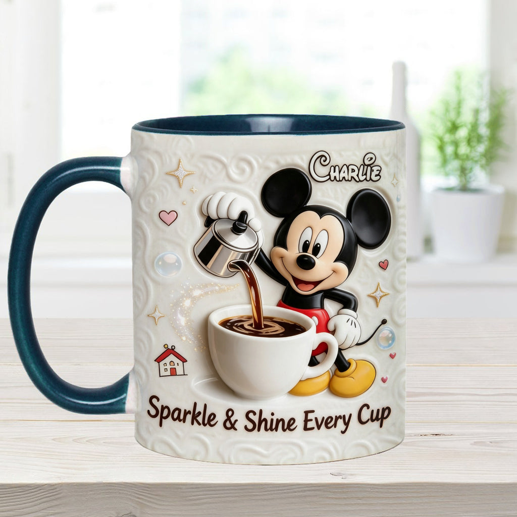Sparkle & Shine Every Cup - Personalized Mouse Accent Mug & Coaster