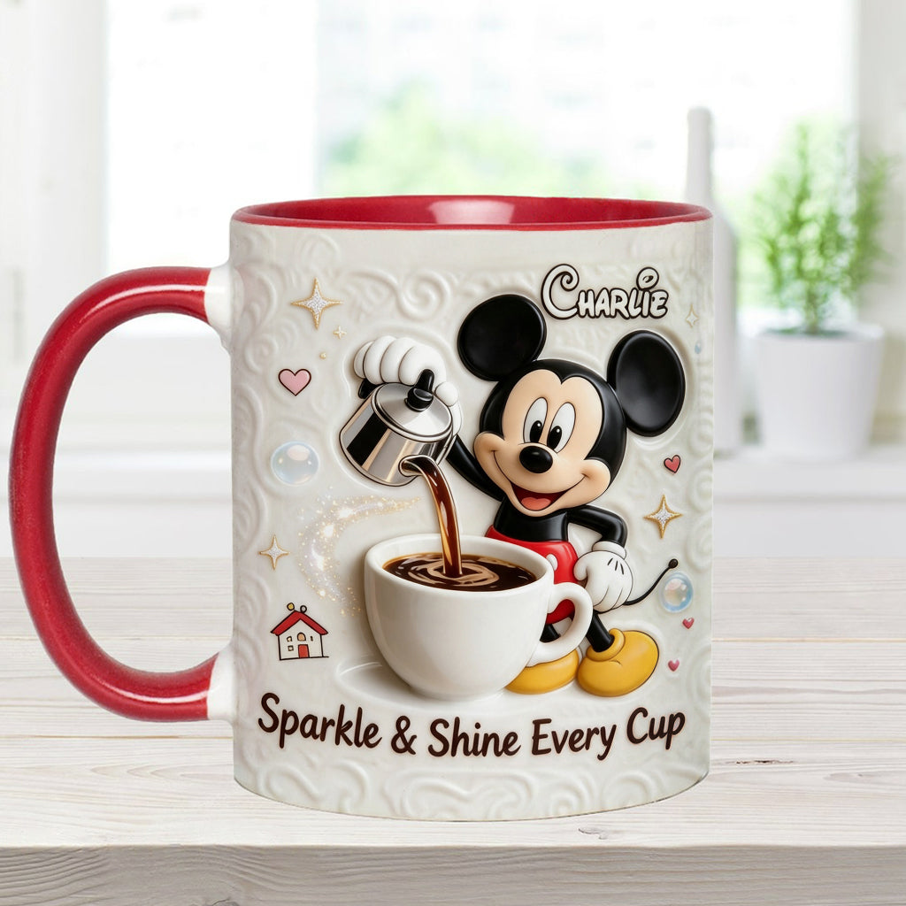 Sparkle & Shine Every Cup - Personalized Mouse Accent Mug & Coaster